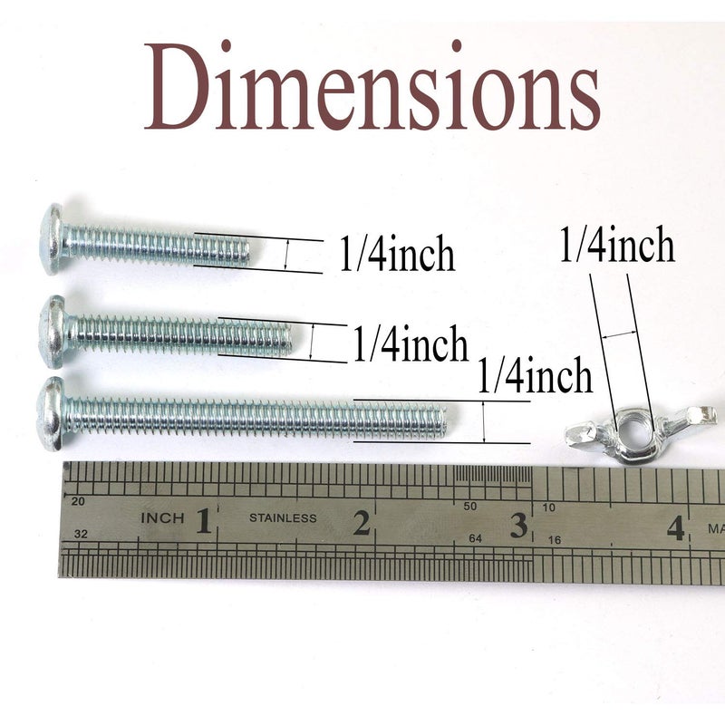 RuiLing 10 Sets Screw Bolts with Wing Nut Kit Zinc Plated Carbon Steel Mounting Hardware Fitting Fastenings- 10pcs 1/4"-20 Hand Tighten Wing Nuts + 10pcs 1/4"-20 x 1-1/4" Phillips Head Screw Bolt - Image 5